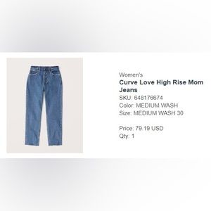 BRAND NEW Abercrombie High Rise Mom Jean